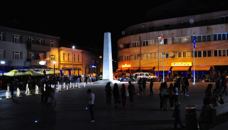 Livno Central Square at Night