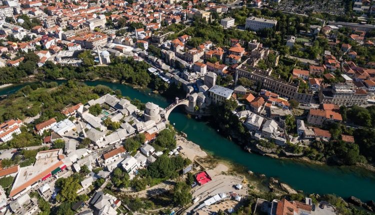 Aerial View of Mostar Old Town