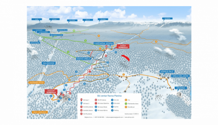 Ravna Planina Ski Trails Map