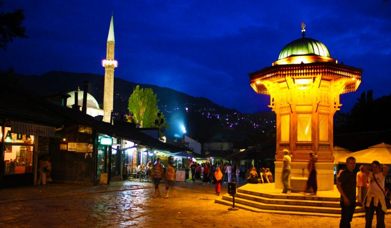 Cobbled streets of Sarajevo's old town Baščaršija